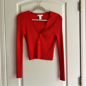 H&M bright orange ribbed cardigan